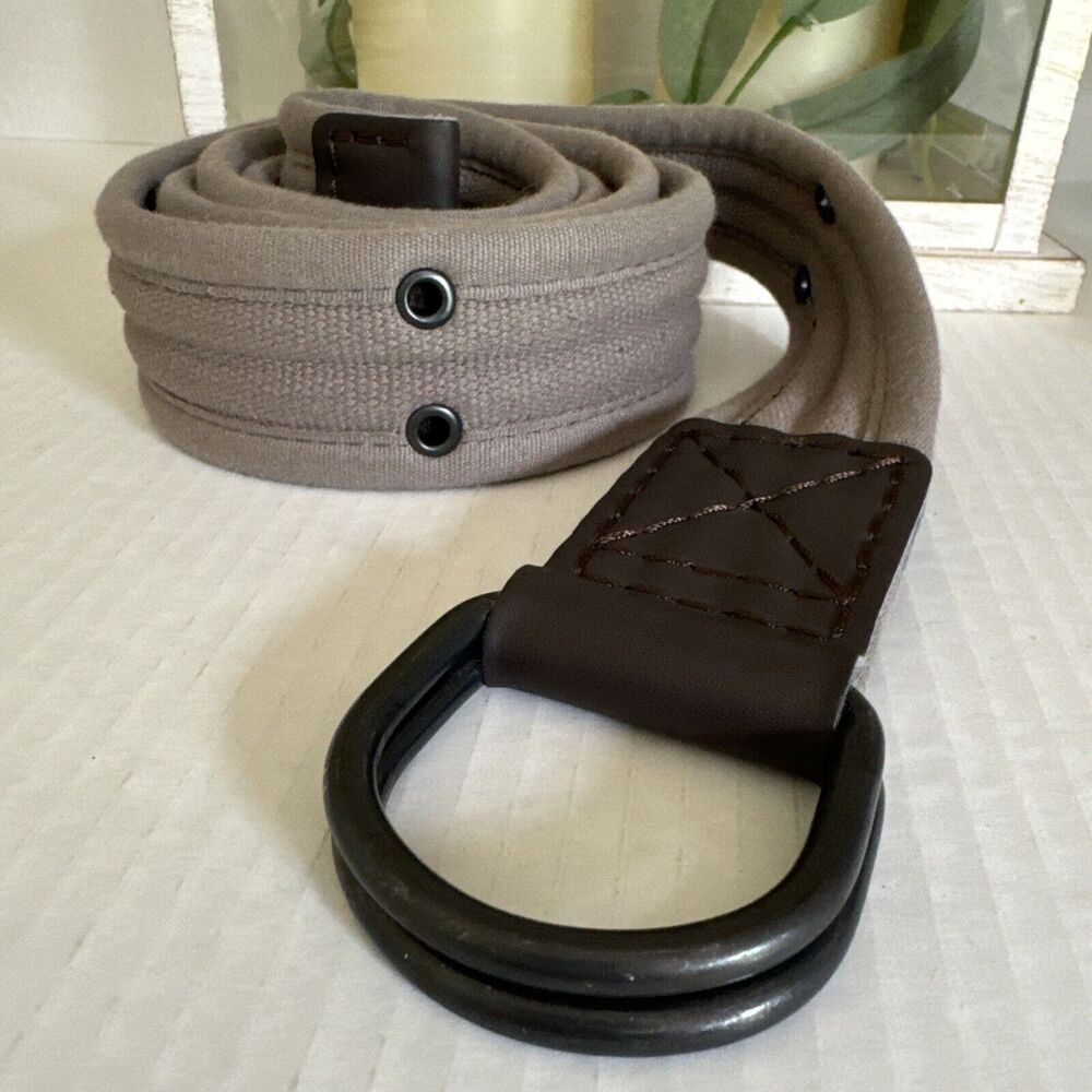Mens Military Gray D-ring Fabric Leather Casual 59’ Inch